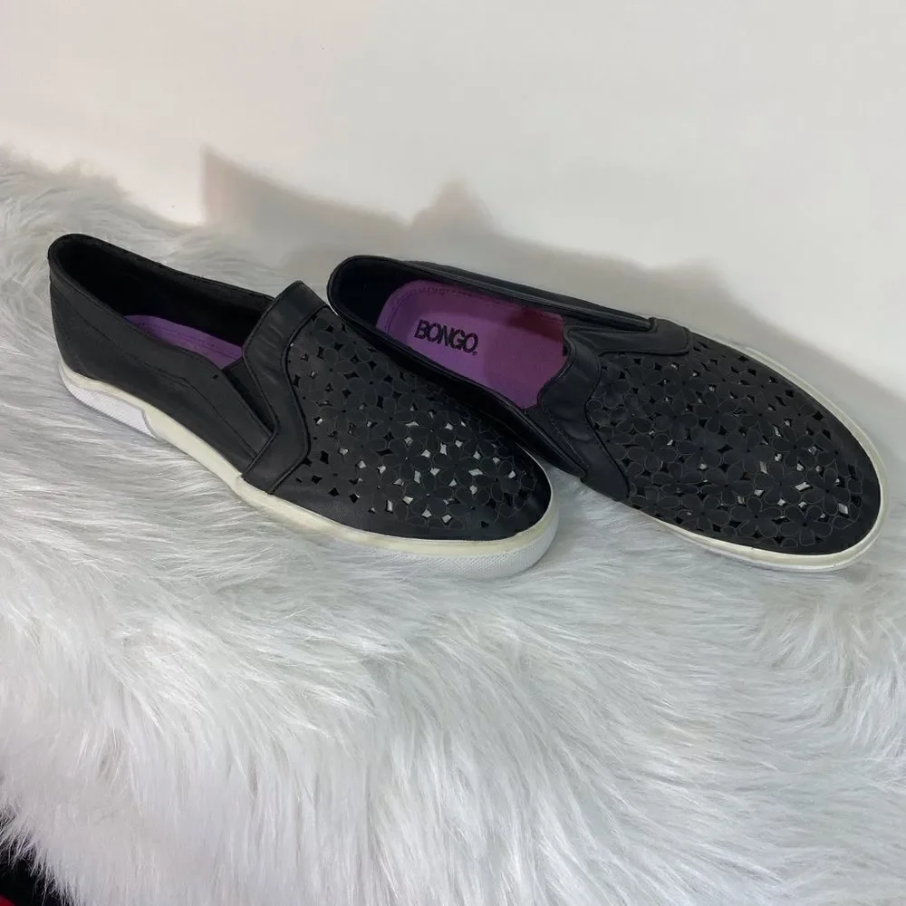 Black Bongo Lasercut Slip On Shoes size 10
